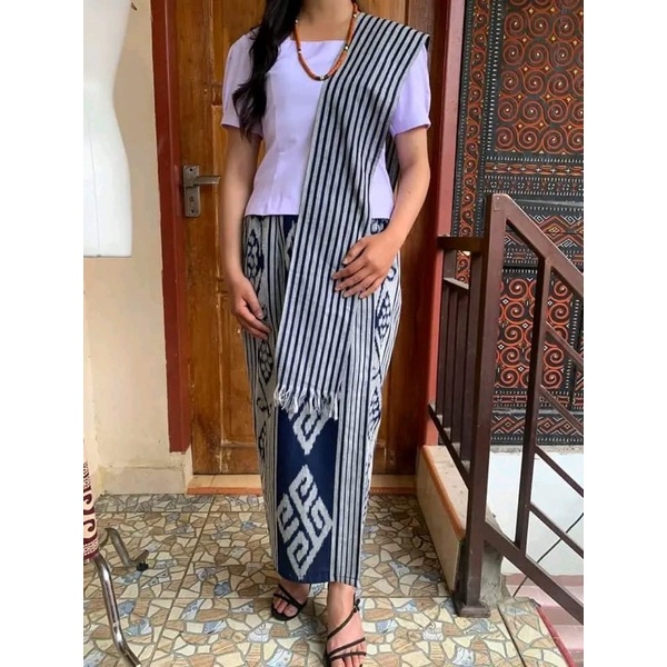 setelan baju tenun adat mix lurik