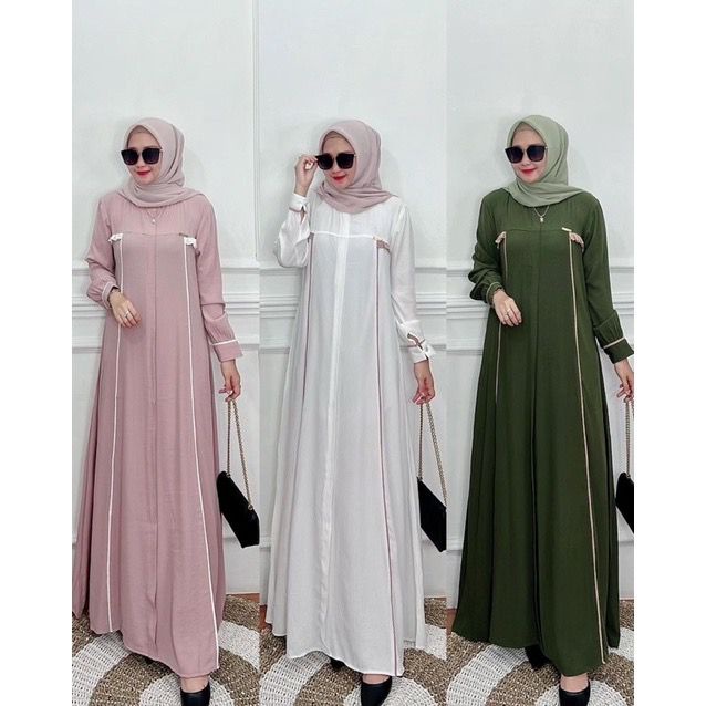 Dress Irina Busui Matt Cotton Crinkle List - Gamis Simple LD 110