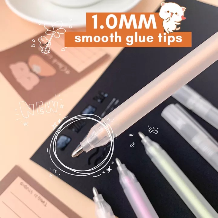 Dot Lem Pulpen DIY Alat Macaron 6warna Kreatif Manual Tangan Akun Lem Kuat Cepat Kering Siswa Pena Berbentuk Dispensing Pena Alat Tulis Pena Dispensing