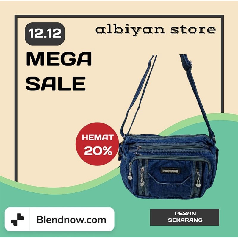 Tas selempang wanita Tas jeans madeline original 624 Tas bahu jeans wanita