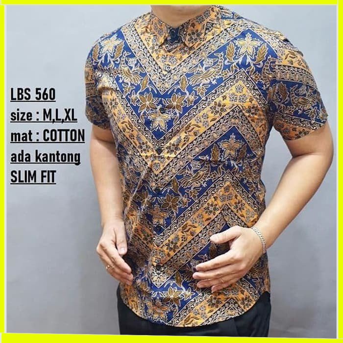 KEMEJA PRIA BATIK LENGAN PENDEK HEM BAHAN KATUN HALUS 40S LBS 560 MEWAH PREMIUM BAJU ELEGANT SIZE M L XL  SKU MS JAKARTA