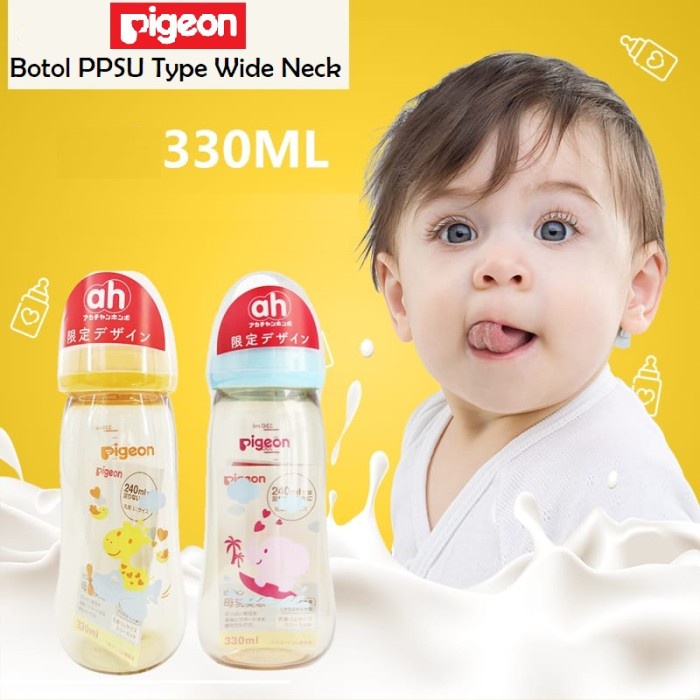 Dot Original Pigeon Botol Susu Wide Neck Ppsu 330Ml - Gratis Sikat/Sponge