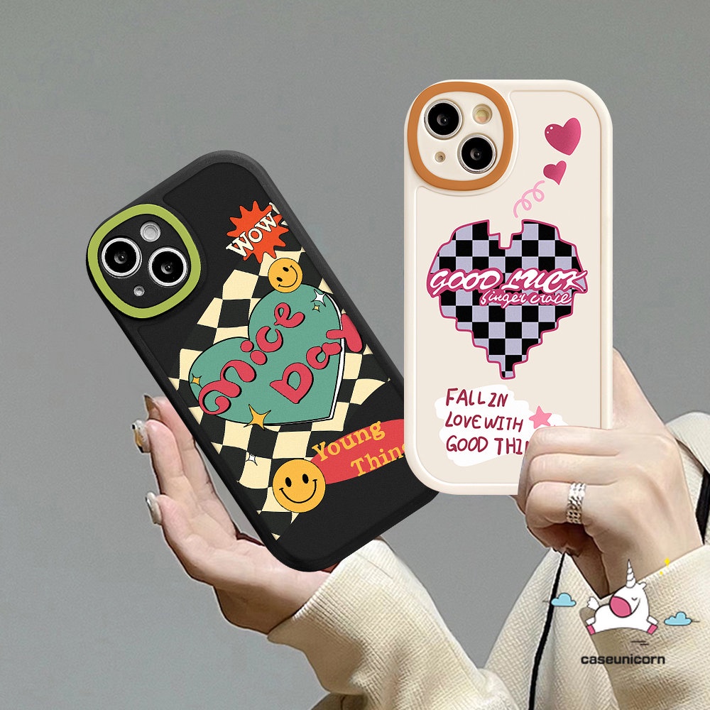 Case Mi12 11 Lite 11T Pro Redmi 12C A1 9 10 9T 10A 9A 10C 9C NFC K40s Note8 9 10 11 Pro Plus 10s 11s 10Pro 9s POCO M3 F4 X3 NFC Couple Papan Catur Smile Love Hati Sarung Soft Cover