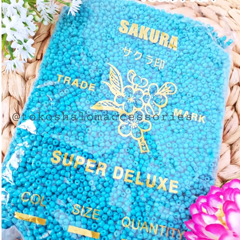 450 GR MOTE PASIR 8/0 F462 TURKIS TUA DOP/MANIK /KERAJINAN TANGAN GELANG DAN KALUNG /MONTE /DIY