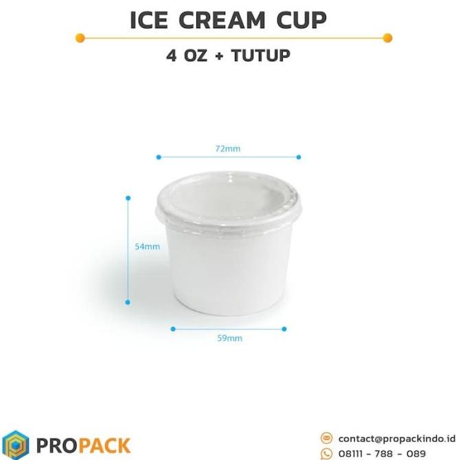 Jual Paper Ice Cream Cup Murah 4oz + TUTUP isi 50 pcs / Gelas Es Krim 120ml Shopee Indonesia