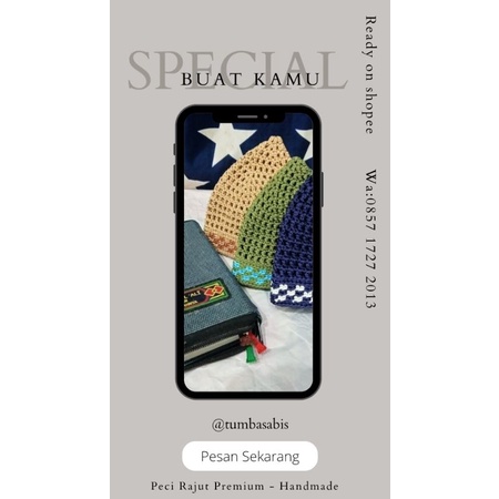 Peci Sulam Rajut Handmade - Tebal Premium|Peci Rajut Handmade Tebal