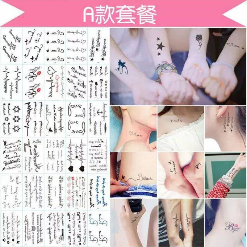 Tatto Temporary Tatto sticker - Tatto temporary Tulisan 1pcs kecil