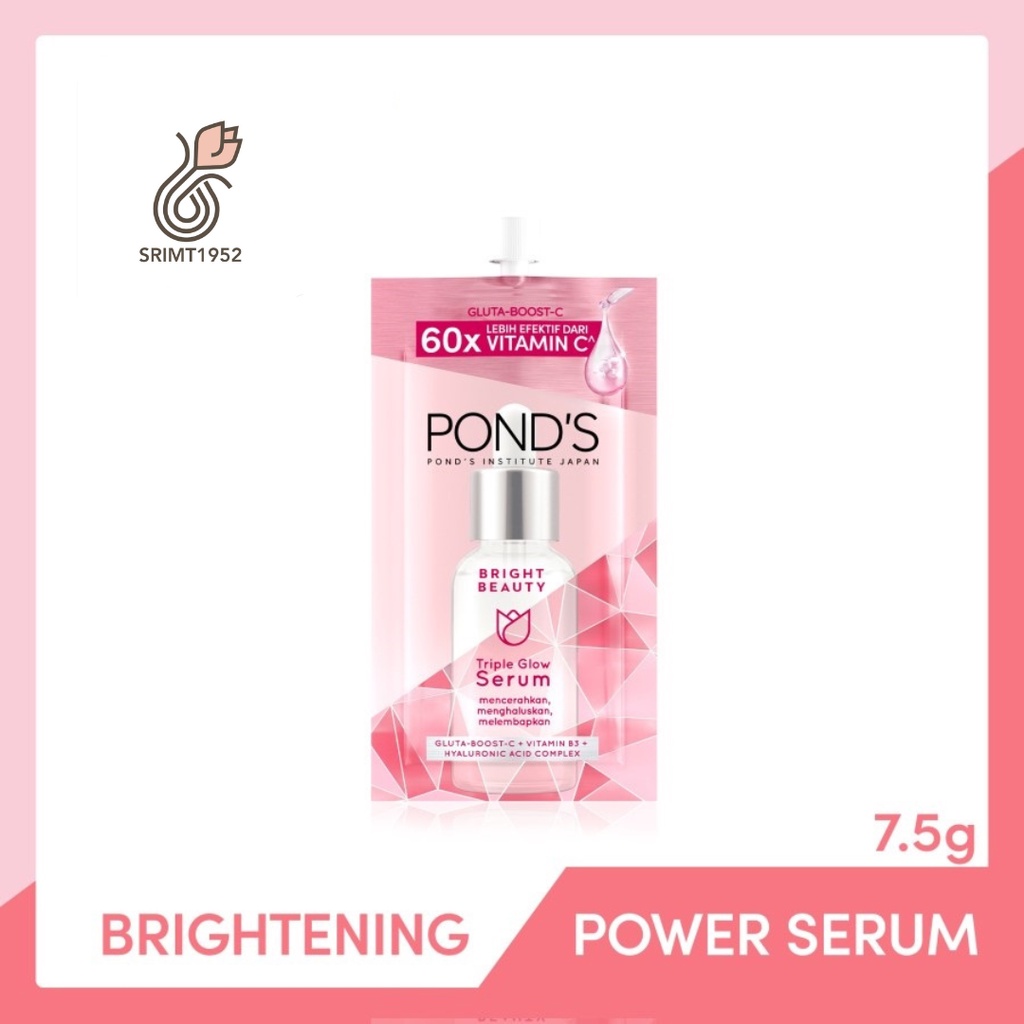 Ponds Bright Beauty Triple Glow Serum 7.5g with Hyaluronic Acid, Niacinamide