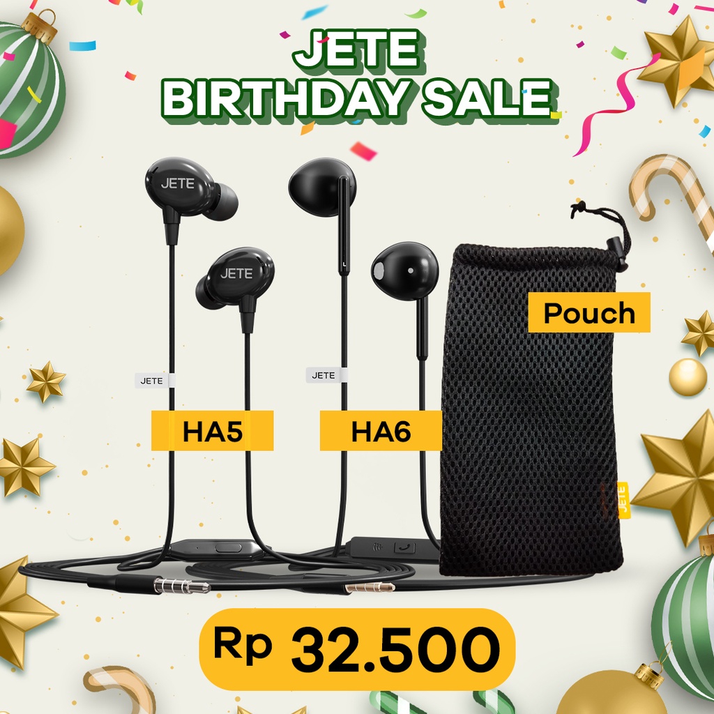 Bundling Headset JETE HA5 + Headset JETE HA6 + Pouch - Garansi 2 Tahun