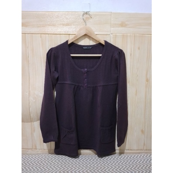 Atasan Knit Wanita, Knit Ungu, Knit Exit, Preloved Murah