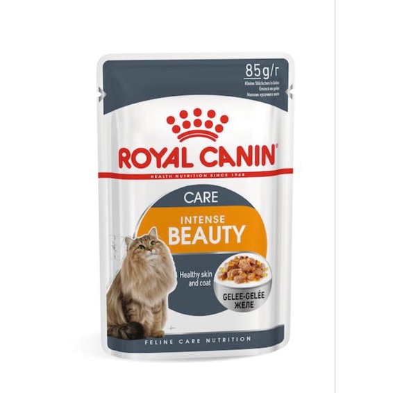 PAKET 12PCS Royal Canin Intense Beauty In Jelly Makanan Kucing Dewasa Wet 85 g-Makanan Basah Kucing