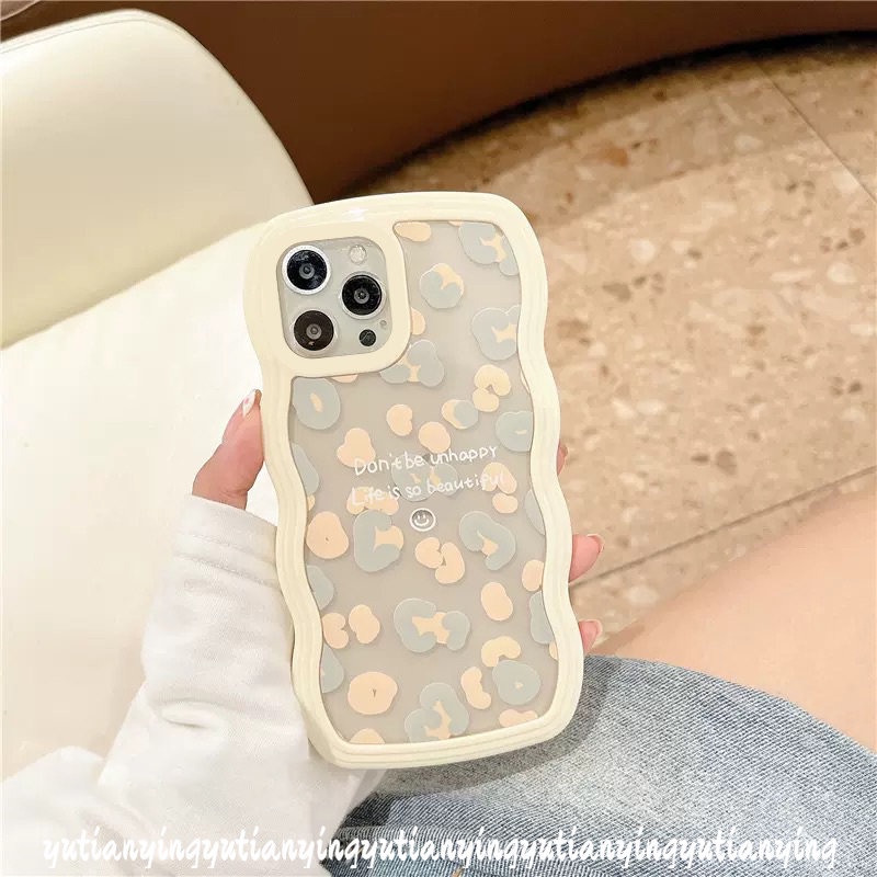 Case Oppo A17 A54 A74 A3s A16s A55 A12 A16 A95 A5s A15 A96 A17K A57 A5 A9 2020 A76 A77 A7 A16K A1k A77s A53 A52 Reno 8 7 7Z 8Z 6 A12E Wavy Edge Fashion Motif Leopard Lembut Sarung TPU