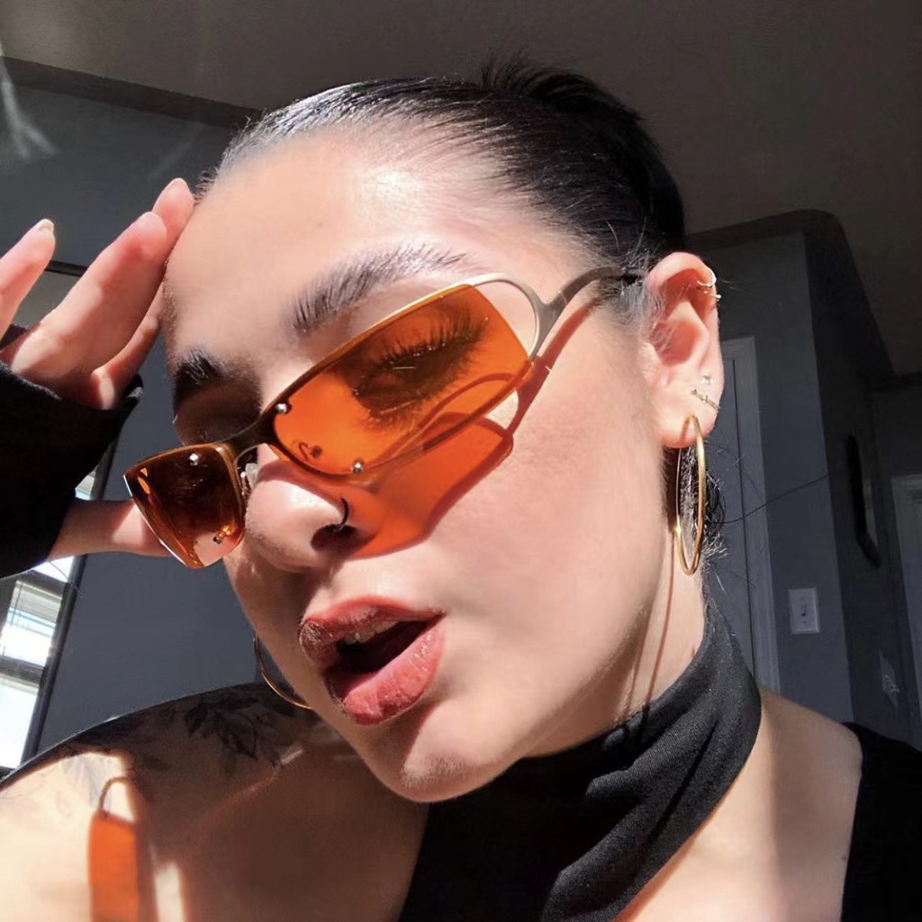 2023fashion Aesthetic Shades Sunglasses Untuk Wanita/Pria Kacamata Tanpa Bingkai Eyeglasses Colour