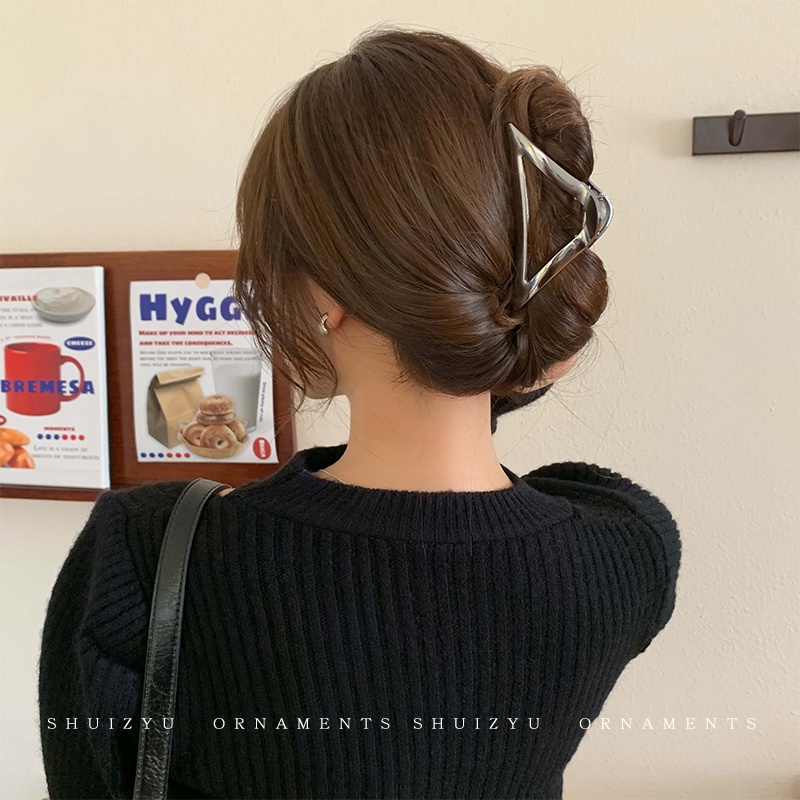 Logam Klip Segitiga Perempuan Kepala Belakang Hiu Klip Hiasan Kepala Jepit Rambut Hairpin Musim Semi Musim Panas
