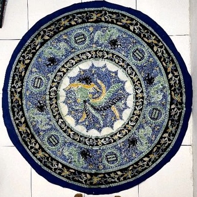 Taplak meja batik tulis lawas kuno motif elang dan Naga circa1980 antik