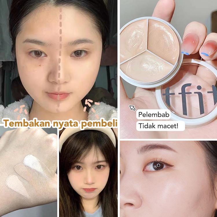 Korea Selatan Quran TFIT 3 Warna Concealer Full Cover Cream Concealer Matte Cover Lingkaran Hitam Palet Concealer