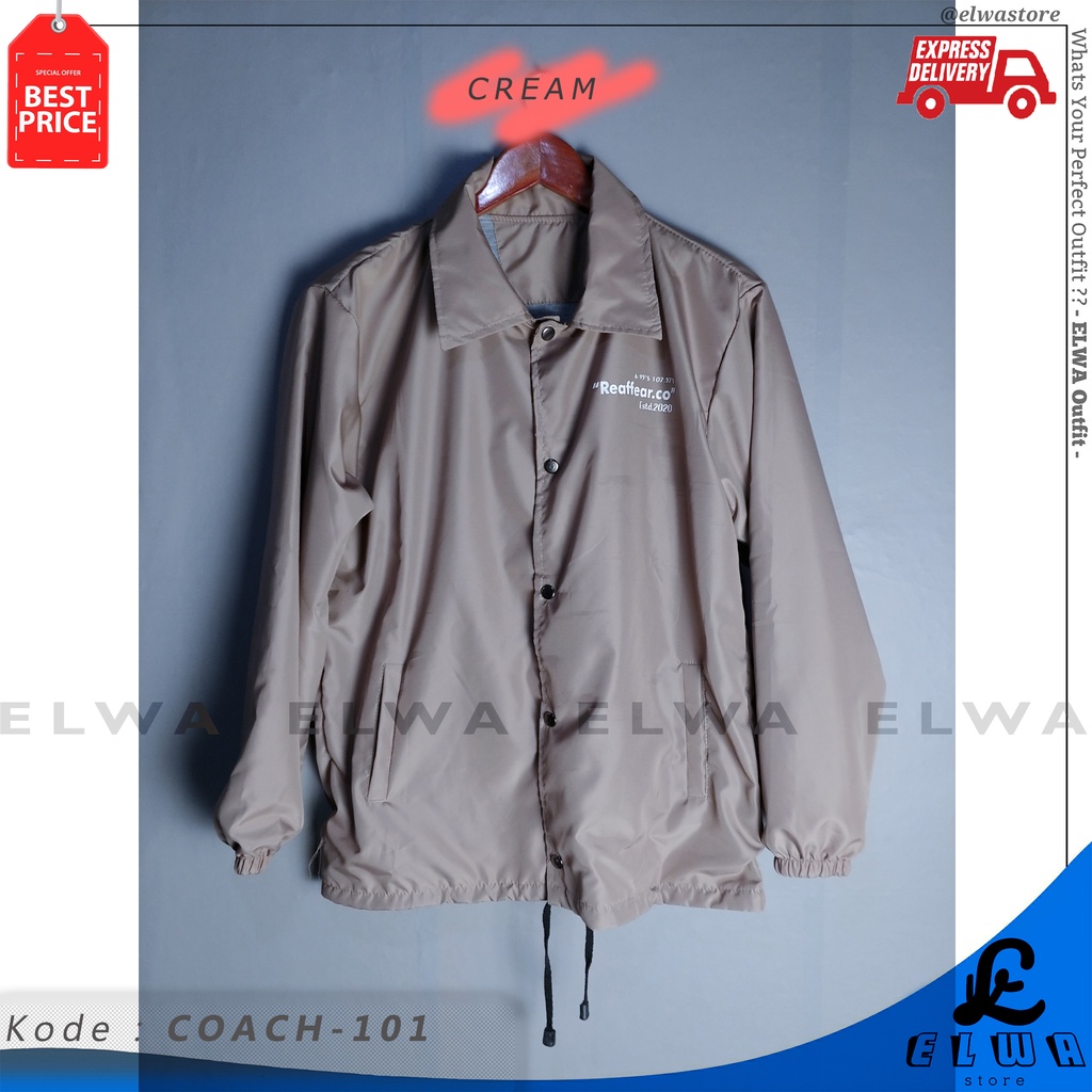 COACH 101 CREAM Jaket Coach Pria Wanita Unisex Jaket Kemeja Bagus Murah
