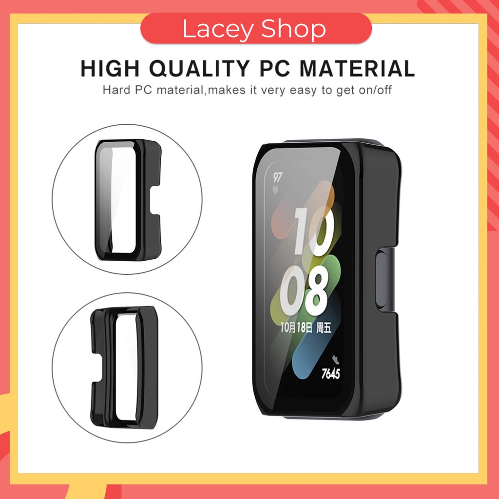 2 in 1 Hard Screen Protector Huawei Band 6/7 PC Frame + Tempered Glass Protective Case Honor Band 6