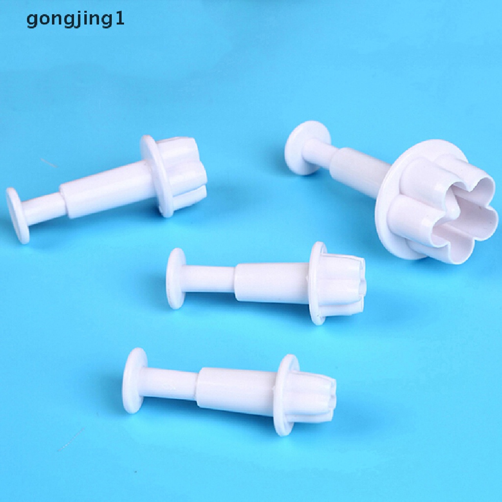 Ggg 4Pcs /set DIY bake mold Bentuk Bunga 3D cookie cutter Cetakan Biskuit Alat Dapur ID