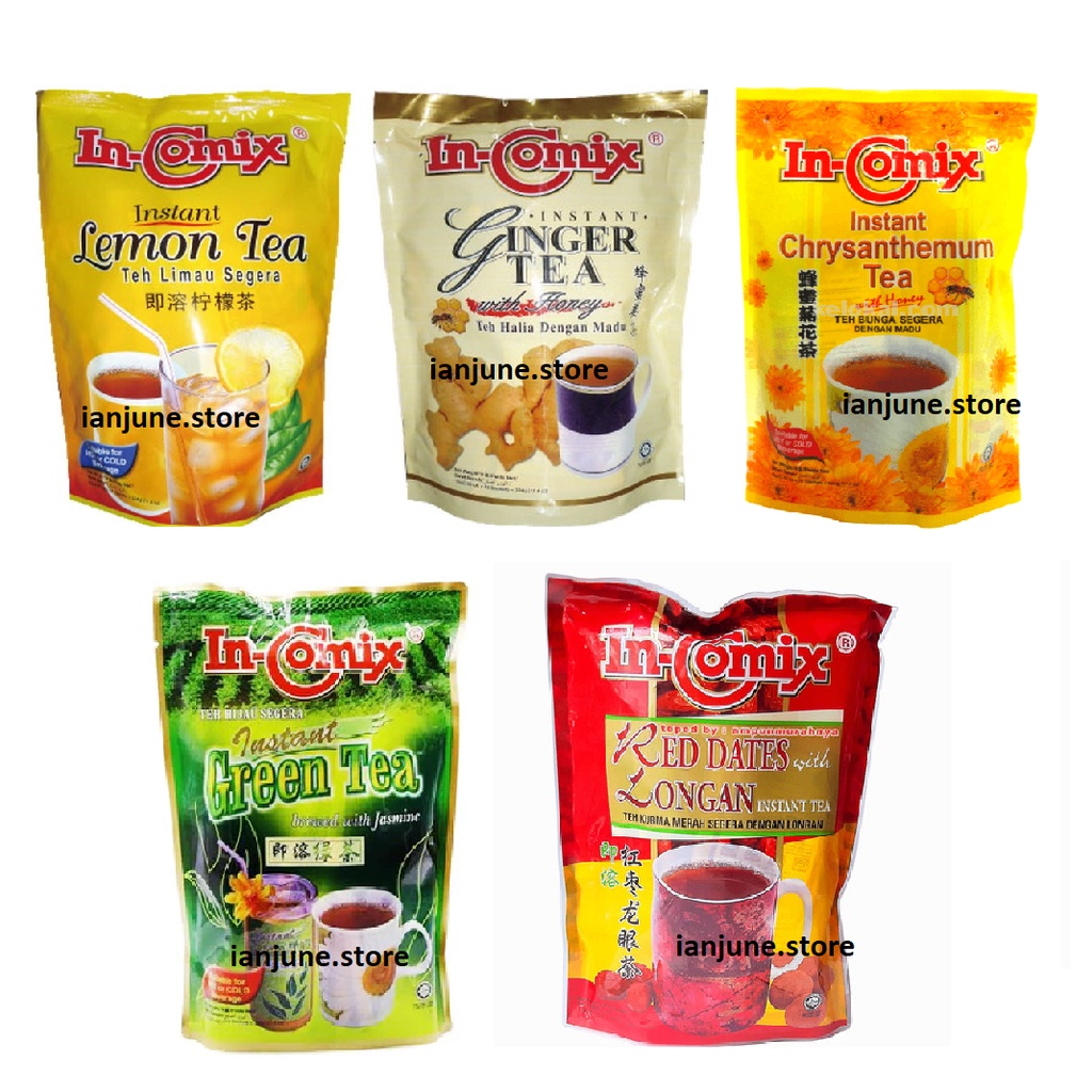 

IN-COMIX Instant Green Tea/ Red Dates / Lemon Tea / Ginger Tea / Chrysanthemum Tea isi 18 Sachet