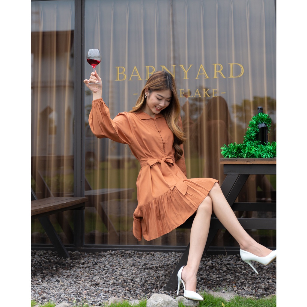 Christmas Ed | Caline Ruffle Dress / Dress Korean Wanita