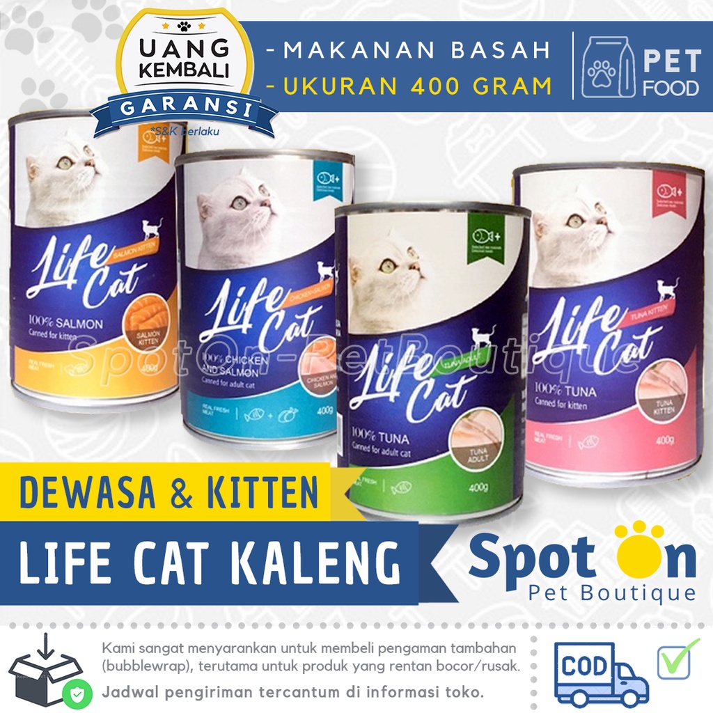 Life Cat Kaleng 400 gr | Makanan Basah Kucing | Kitten &amp; Cat Wet Food | Life Cat Chicken Tuna Salmon