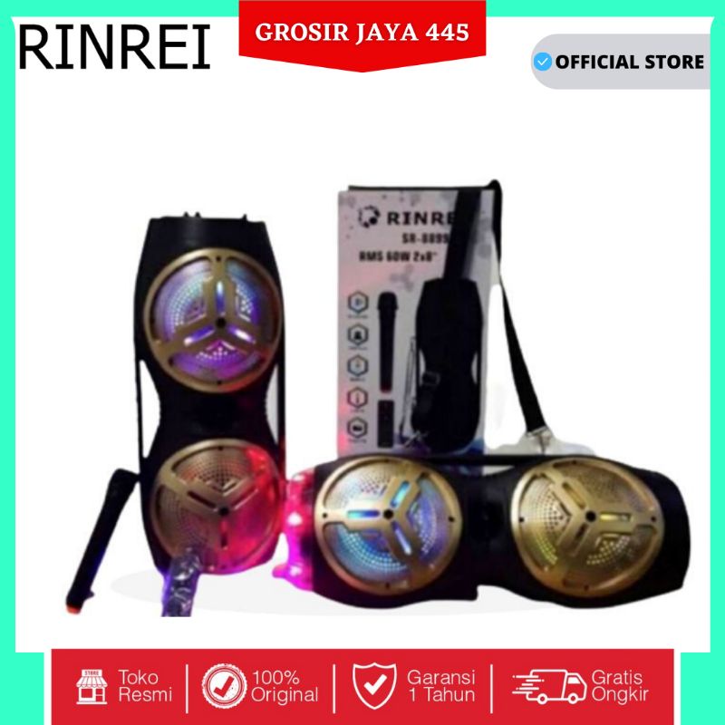 Speaker Portable RINREI 8 inch Doble SR 8899U Speaker karaoke bluetooth