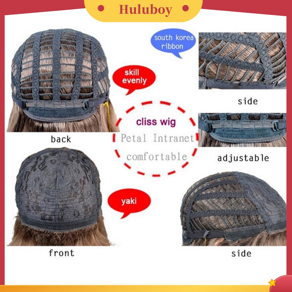 Wig Rambut Ekstensi Model Pendek Lurus Warna Gradasi Tahan Panas Untuk Wanita