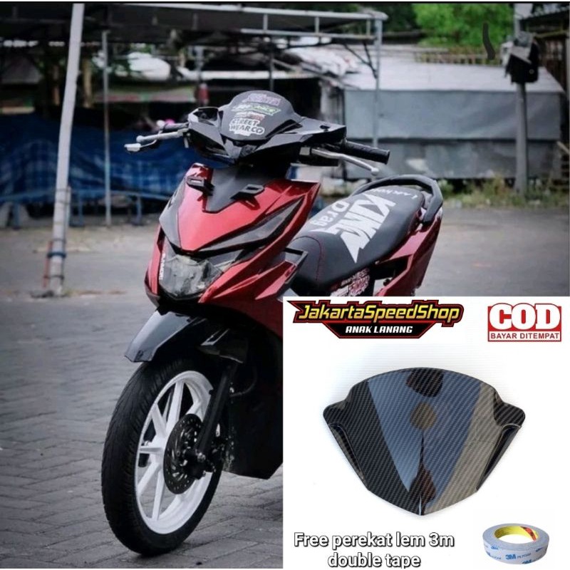 Visor carbon variasi honda beat new beat karbu bahan akrilik plus lem 3m double tape