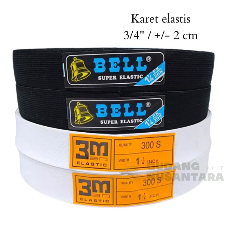 [Meteran] Karet elastis / karet jahit / elastik 3/4 " / 3M / Bell