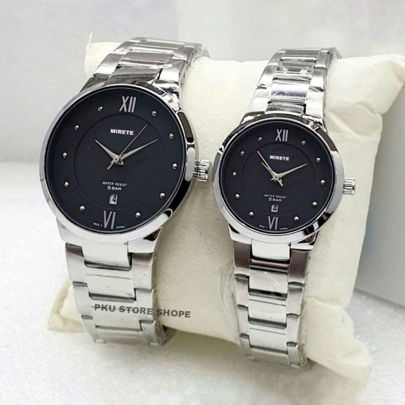 HARGA PROMO JAM Tangan Couple Pria/Wanita Rantai Stainlees Steel Anti Karat Tanggal Aktif | Jam Tangan Couple Lagi laris Termurah | Jam Tangan Wanita Terbaru Analog | Jam Tangan Pria Mirete Original | Jam Tangan Couple Bisa Satuan Cod