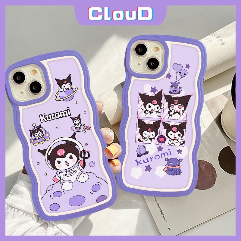 IPHONE Casing Tpu Lembut Kartun Tepi Bergelombang Kompatibel Untuk Iphone11 13 12 14 Pro Max7 8 Plus XR X XS Max6 6s 14 Plus Se2020 Astronot Lucu Kuromi Shockproof Phone Cover