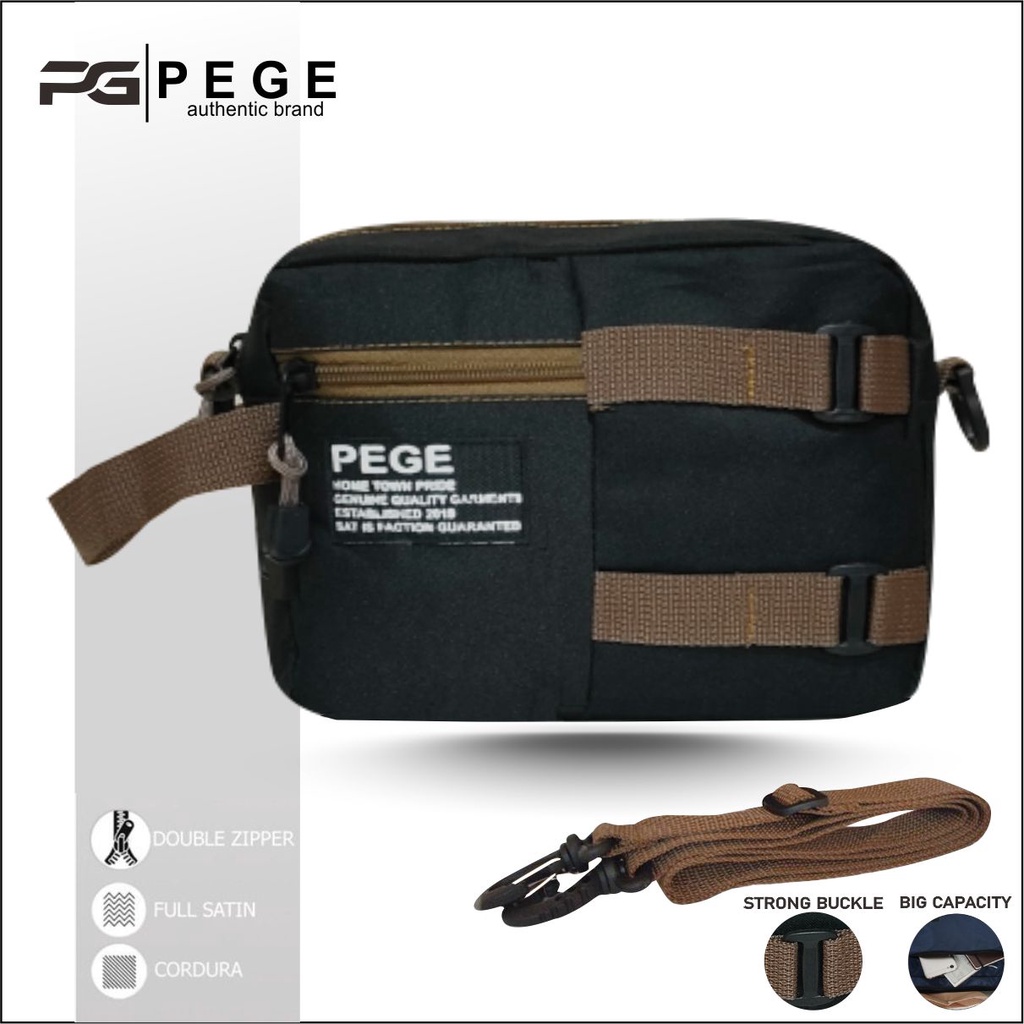 Tas Selempang Bahu Pria PEGE Adonis 2in1 Model Casual Bisa Slingbag Dan Pouch - PG 8941