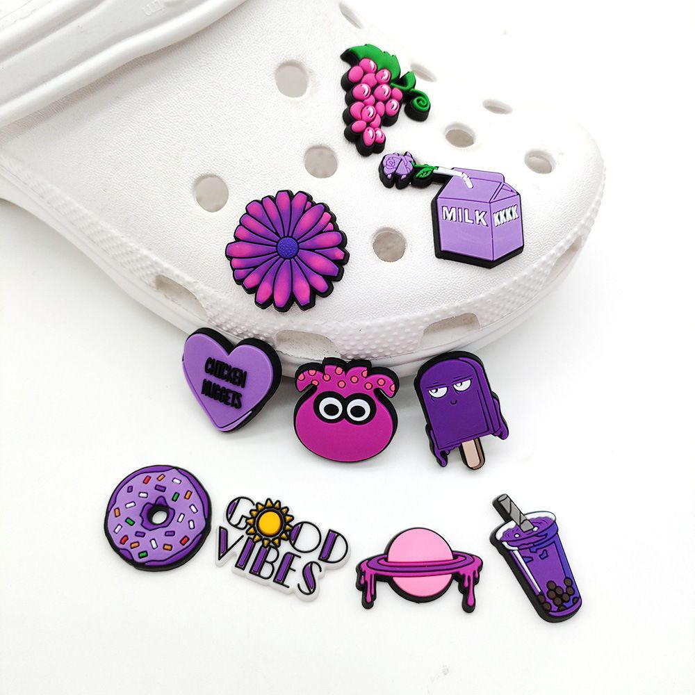 10pcs Purple Series DIY Cros Jibitz Charming Shoes,Aksesoris Gelang,Hadiahpesta | Jibitz Untuk Cros