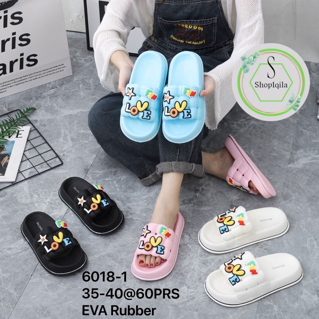sandal wanita selop karet jelly terlaris 6018-1 (35-40) sandal selop korean style terbaru