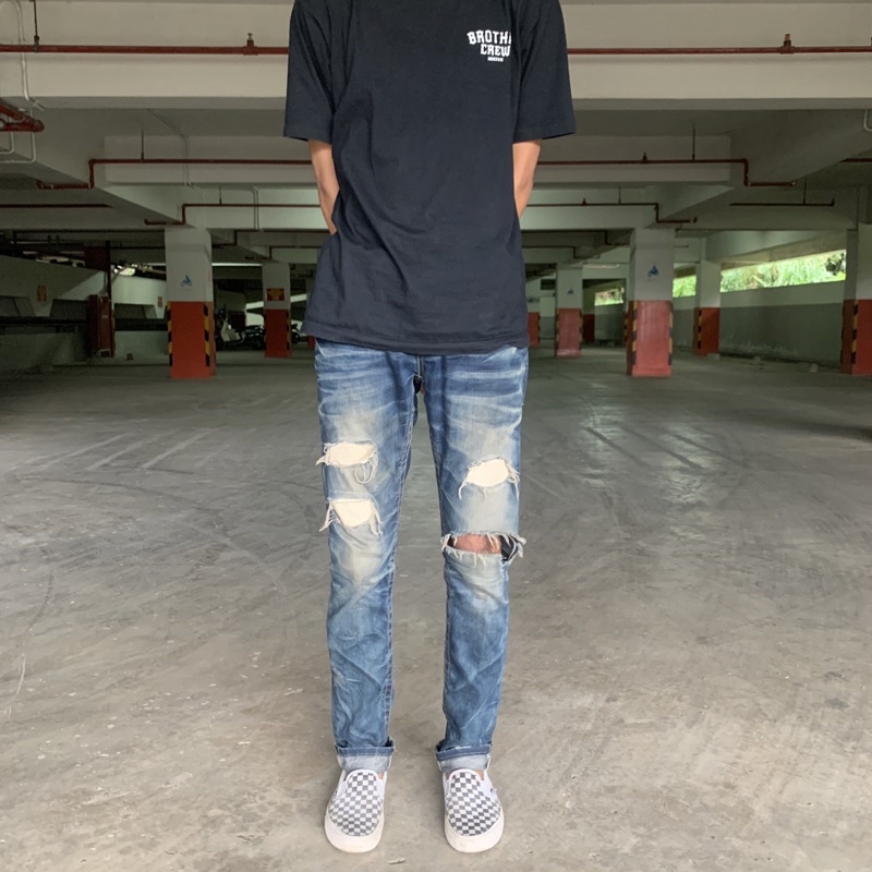 DPSR DENIM FADING with RIPPED
