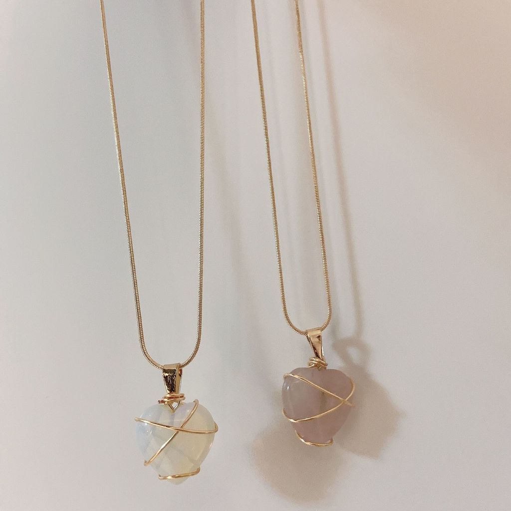 Aksesoris Kalung Opal Pink Aksesoris Cinta Liontin Kepribadian Fashion