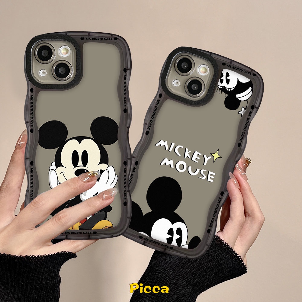 Casing Couple Mickey Mouse Kartun Lucu Redmi 10C A1 9a1+10 9A 9T 10A 9C Note11 11Pro+9 8 10 10s 9Pro Note 9s 11s 10Pro Mi 11T Pro POCO M3 X3 NFC Pro Soft TPU Wavy Casing Edge