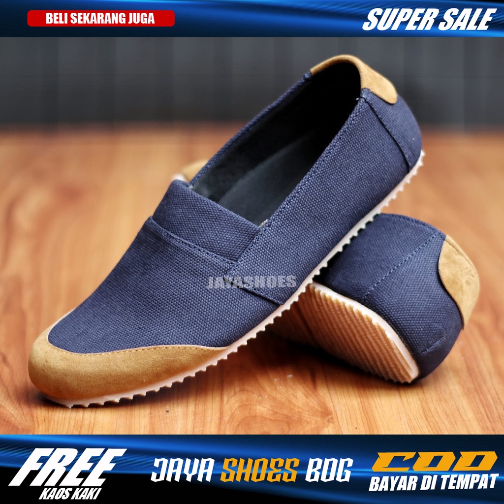 KANTE Sepatu Slop Pria Original Slip On Pria Casual Bahan Kanvas Simple Murah