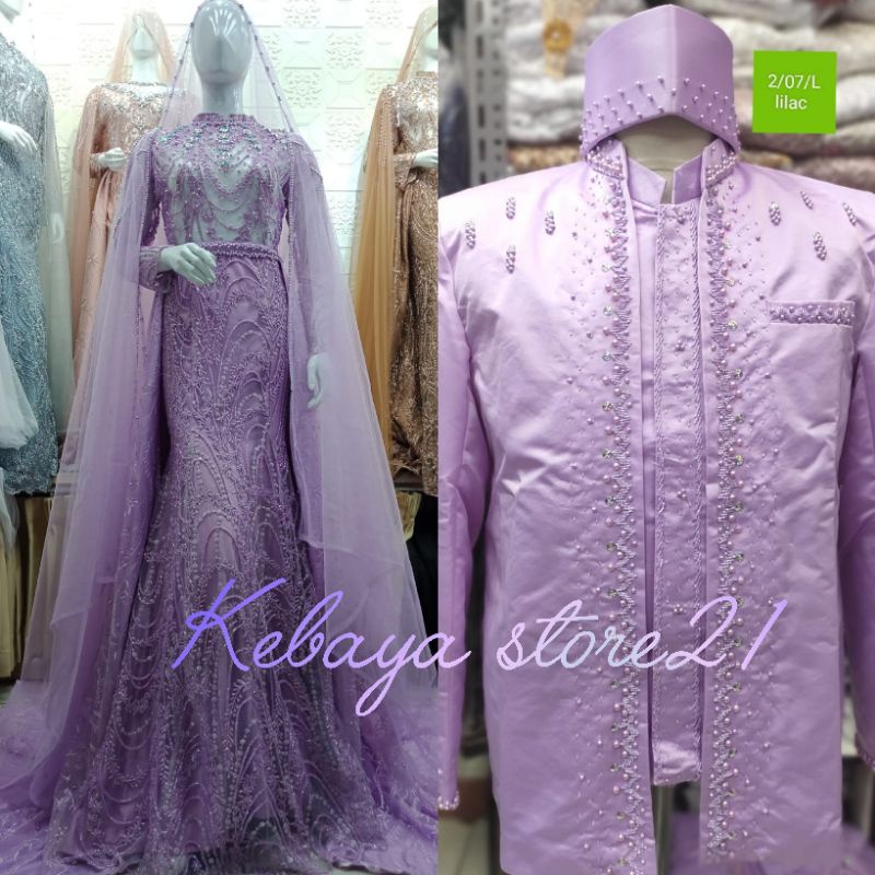 COUPLE WEDDING DRESS NEW MODEL  DUYUNG BEREKOR TERBARU KEBAYA PENGANTIN AKAD NIKAH /BAJU AKAD DRESS MUSLIM/GAUN WEDDING DRESS BEREKOR /SLIM DRESS DUYUNG PAYET JEPANG