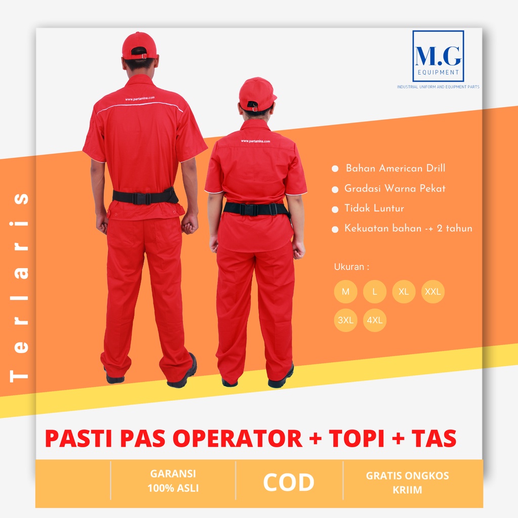 SERAGAM SPBU BAJU+TOPI+TAS PERTAMINA - OPERATOR - PENGAWAS - OFFICE BOY - TEKNISI