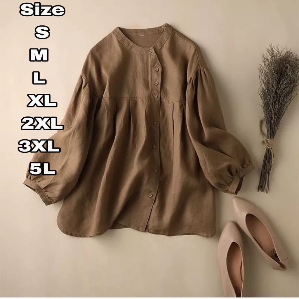 Gala Kemeja Kerja Casual Wanita Atasan Jumbo Blouse Big Size Nyaman S M L XL XXL XXXL 5L