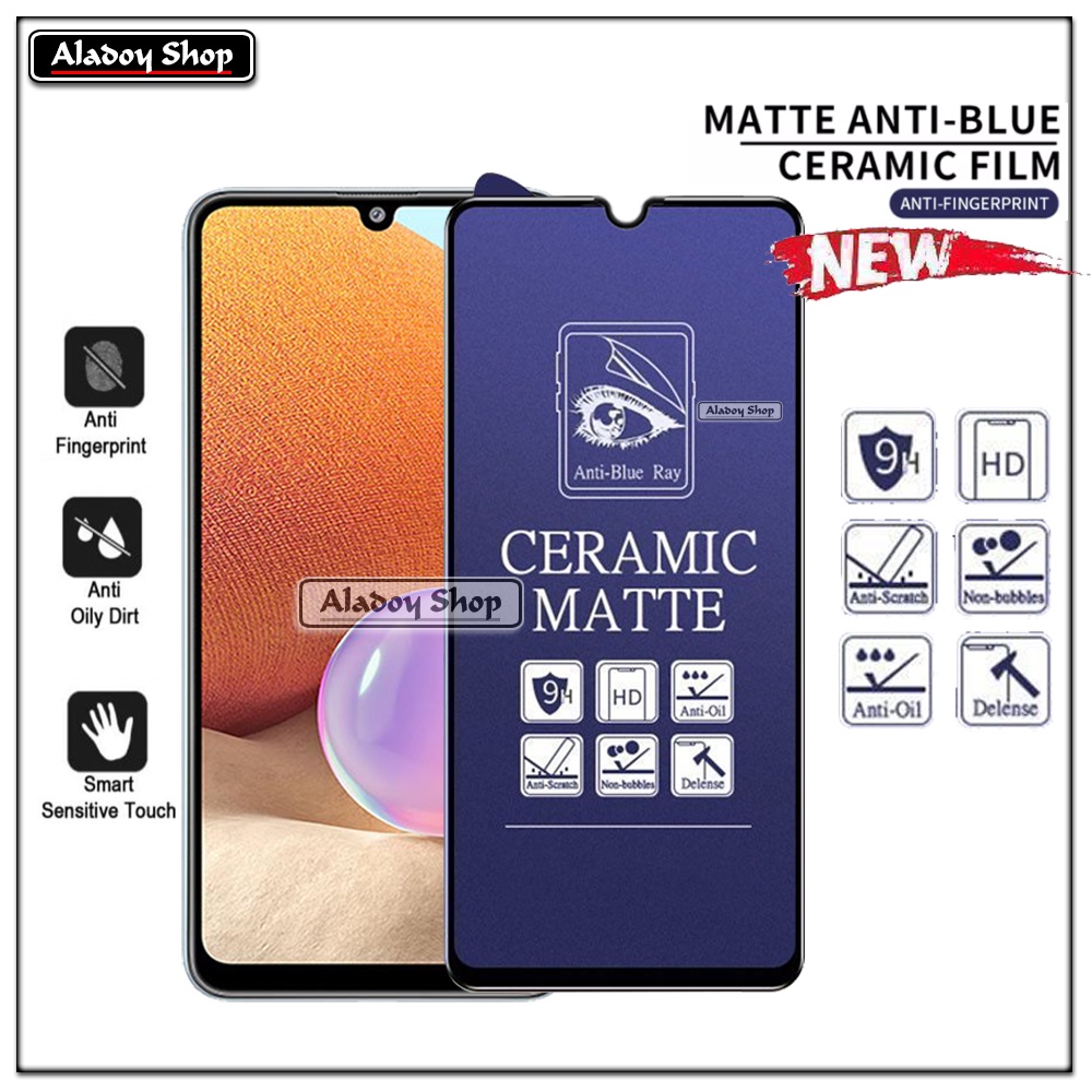 PAKET 3IN1 Anti Gores Blue Matte Anti Glare Samsung A32 4G + Tempered Glass Camera dan Skin Carbon