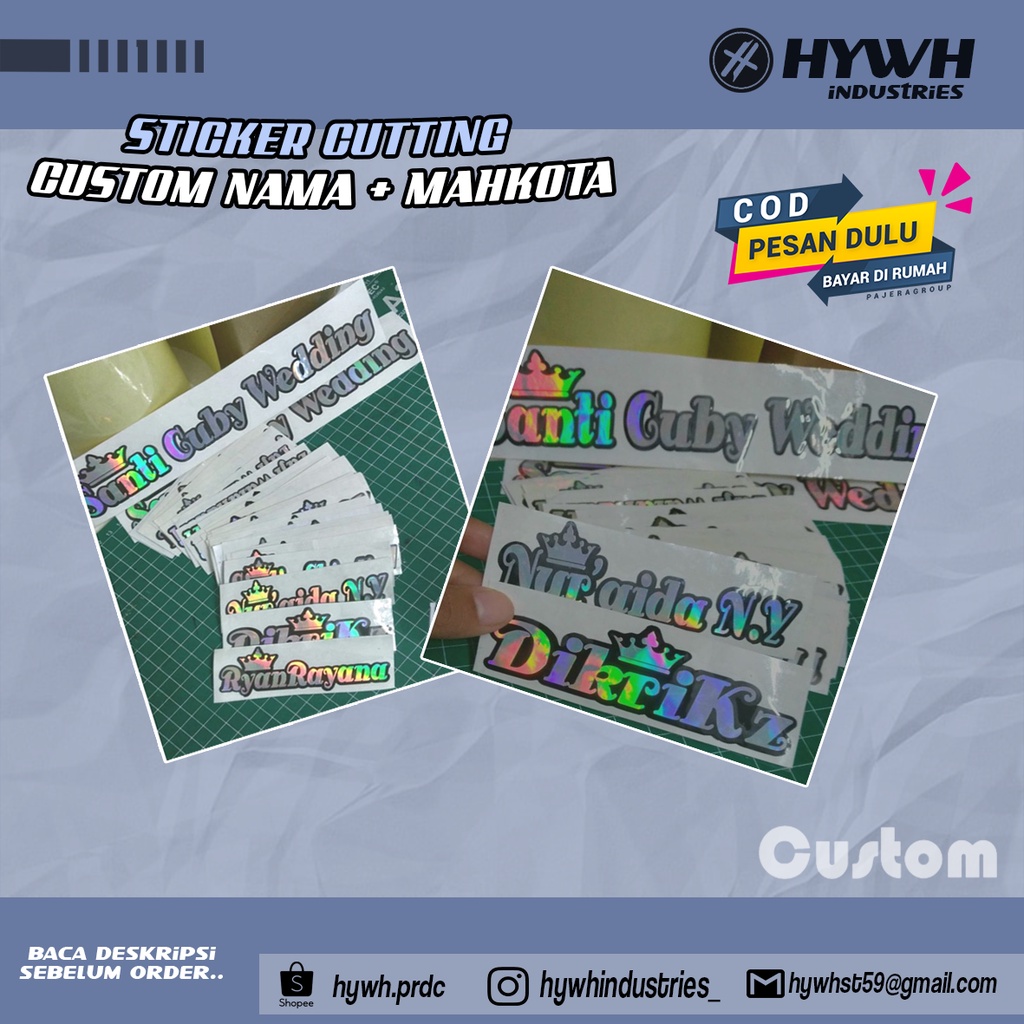 

Sticker Nama + Mahkota Cutting Aesthetic keren BestSeller