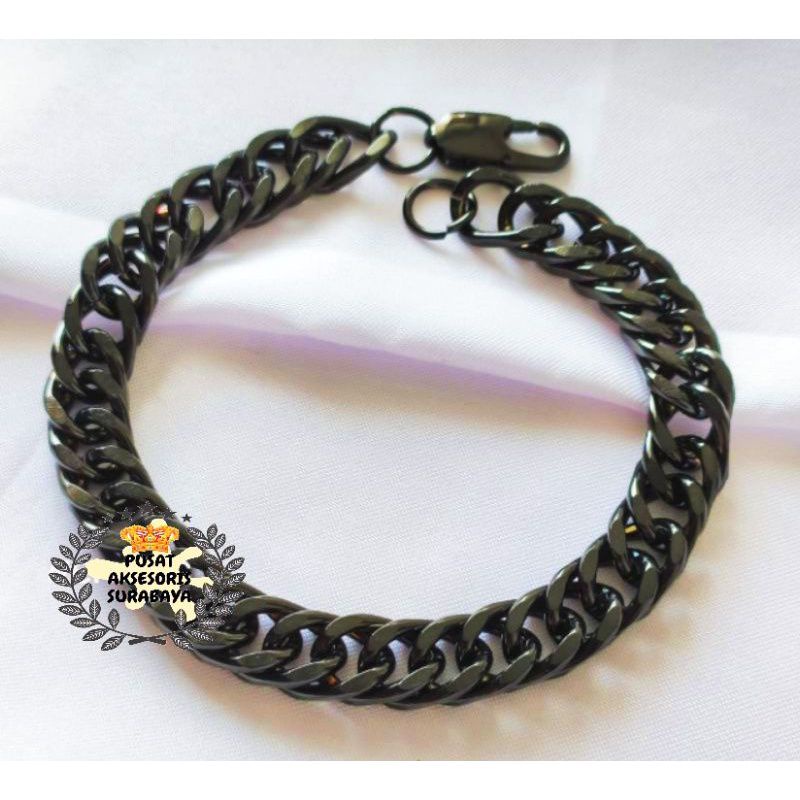 GELANG RANTAI TITANIUM HITAM BAGUS KUALITAS IMPORT GELANG PRIA WANITA