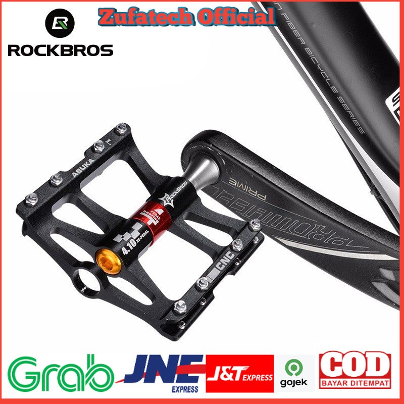 Rockbros Pedal Sepeda Anti-slip Ultralight MTB Mountain Aluminium Alloy - JT410 - Black