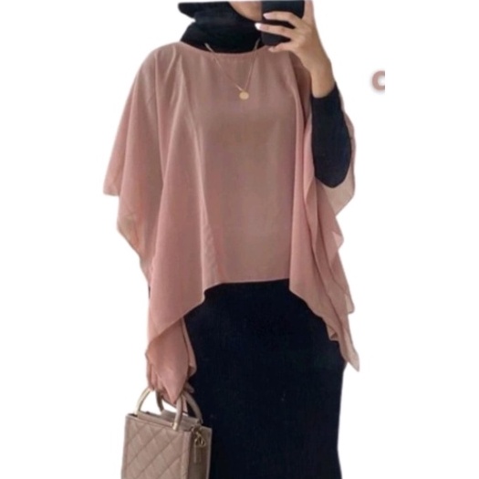 Outer Nazma Batwing Long Outer Perlengkapan Stelan Baju Pakaian Atasan Wanita Rompi Polos Perempuan Baju Kalong/Keleleawar Santai dan baju lebaran kondangan model motif Terbaru baju lebaran stelan kaftan