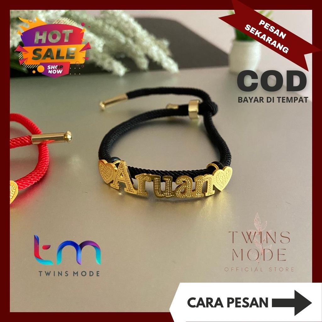 Gelang Custom Nama Remaja Dewasa Tali Bisa Dibesar Kecilkan Adjustment