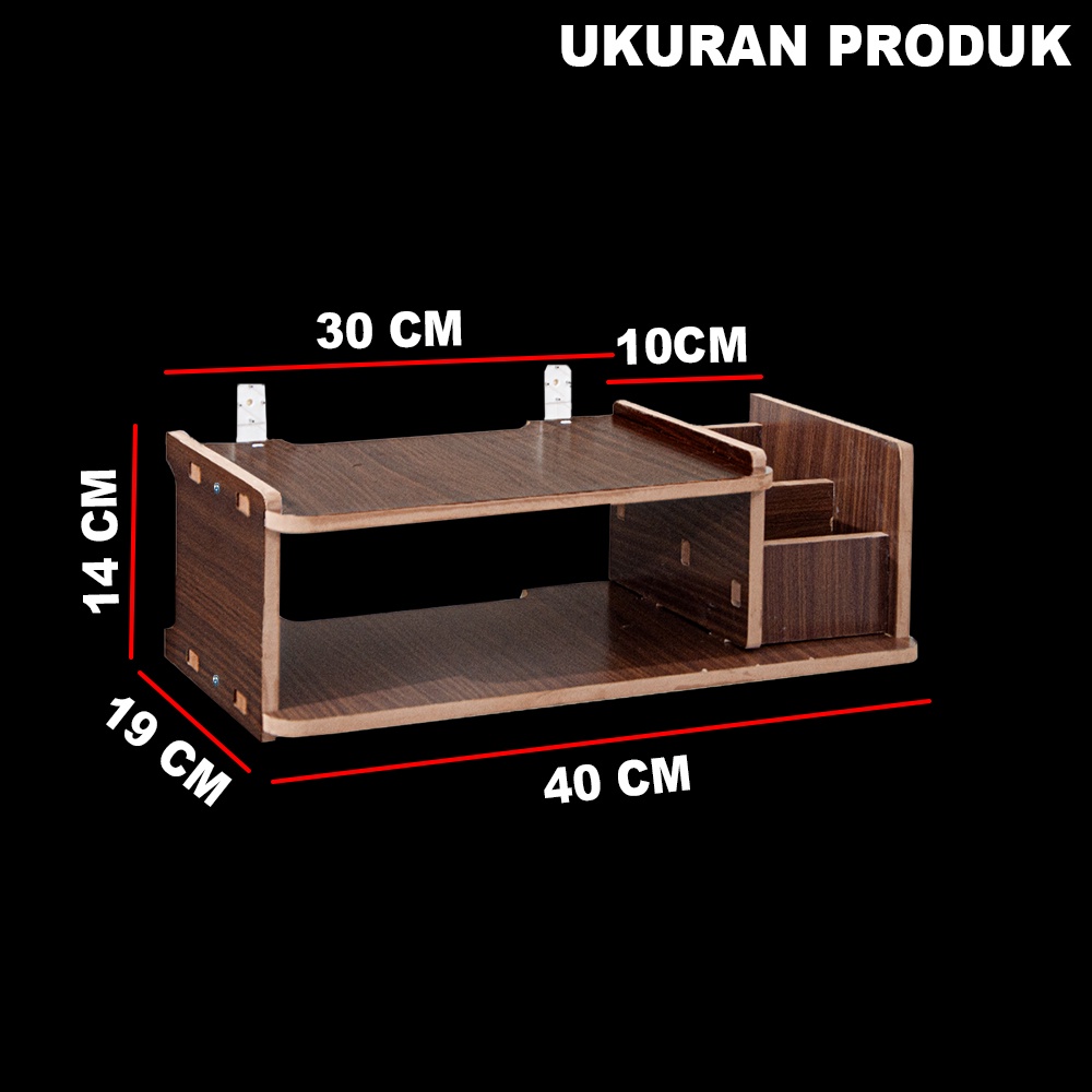 Rak Ambalan Gantung Dinding Modem Router WiFi Decoder Serbaguna 2 Tingkat - LC034