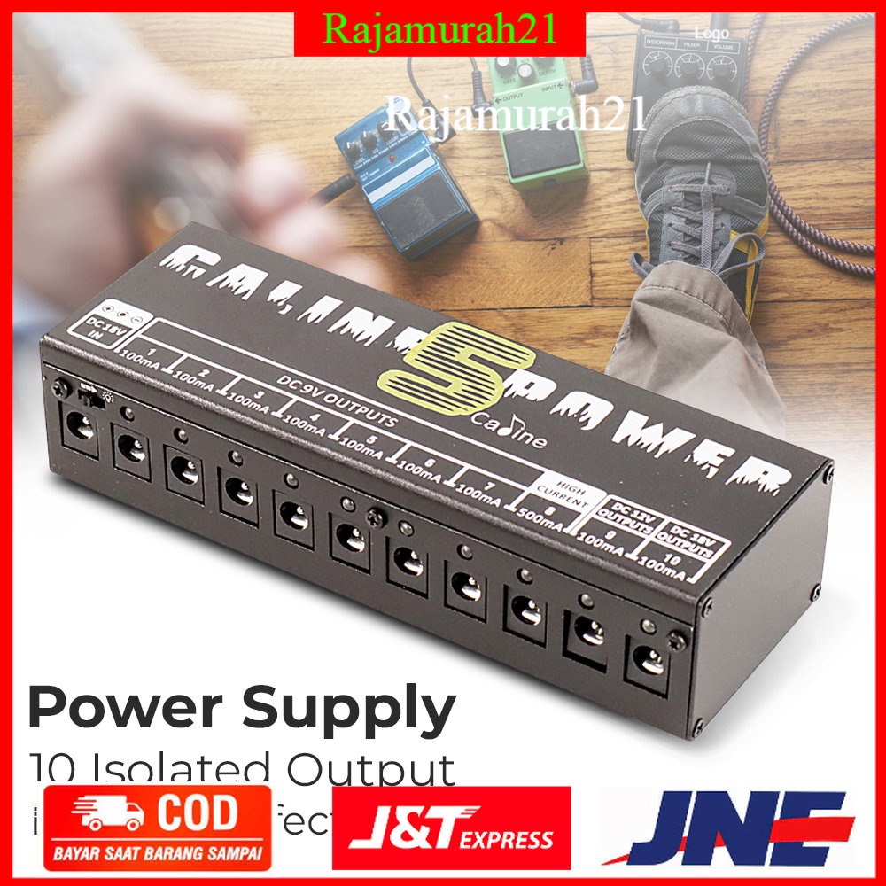 Caline Power Supply 10 Isolated Output EU Plug for Pedal Effect Gitar - CP-05 - Black - 7RSK3YBK